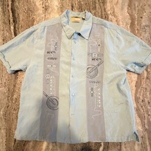 Cubavera Men's Light Blue Short Sleeve Shirt ’100% Cuban’ 2XL Embroidered Cigars